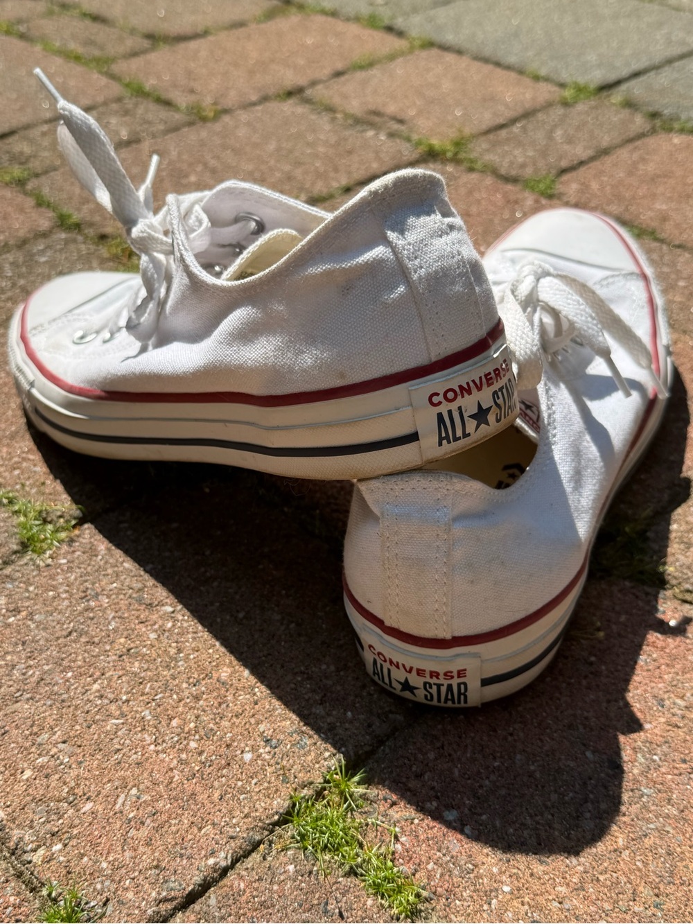 Converse Women's White Canvas Low-Top Sneakers with Red Trim - Picture 2 of 5